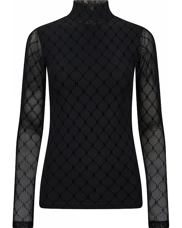 Hyp The Detail Mesh High Neck Blouse Black
