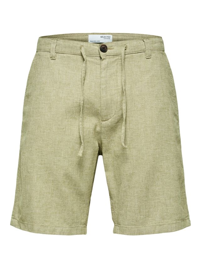 SLHREGULAR-BRODY LINEN BLD SHORTS N-OLIVE BRANCH/MI
