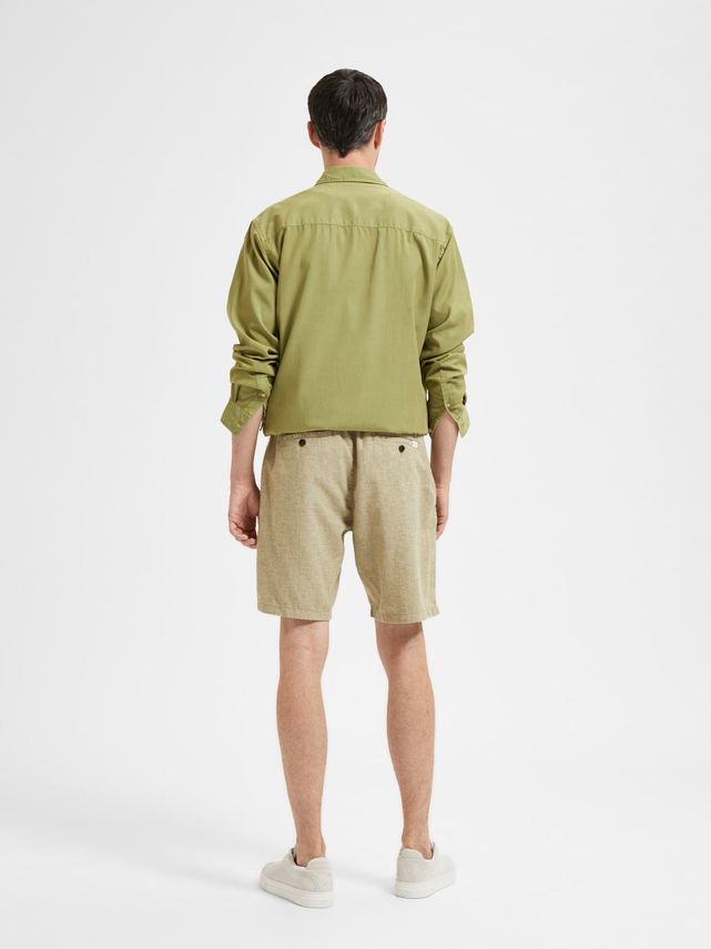 SLHREGULAR-BRODY LINEN BLD SHORTS N-OLIVE BRANCH/MI