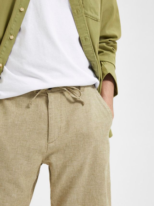 SLHREGULAR-BRODY LINEN BLD SHORTS N-OLIVE BRANCH/MI