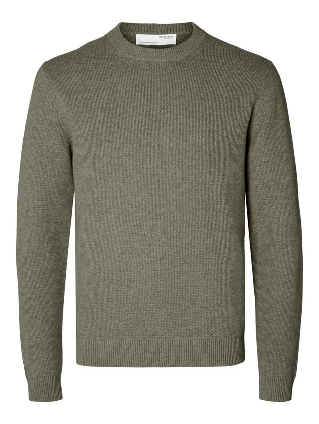 Slhdane Ls Knit Structure Crew Neck Vetiver