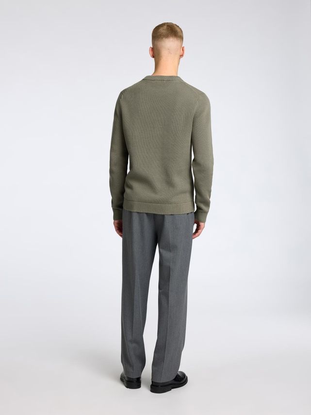 Slhdane Ls Knit Structure Crew Neck Vetiver