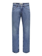Edge Straight Jeans Denim Medium Blue