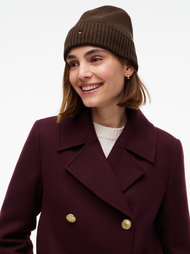 Tommy Hilfiger Flag Pima Cotton Beanie Brown