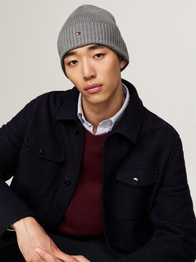 TH Flag Pima Cotton Beanie Mid Grey