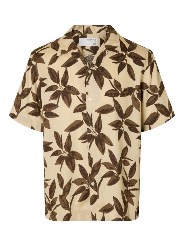 SLHREGNOA MIX SHIRT SS RESORT-OATMEAL/FLORAL