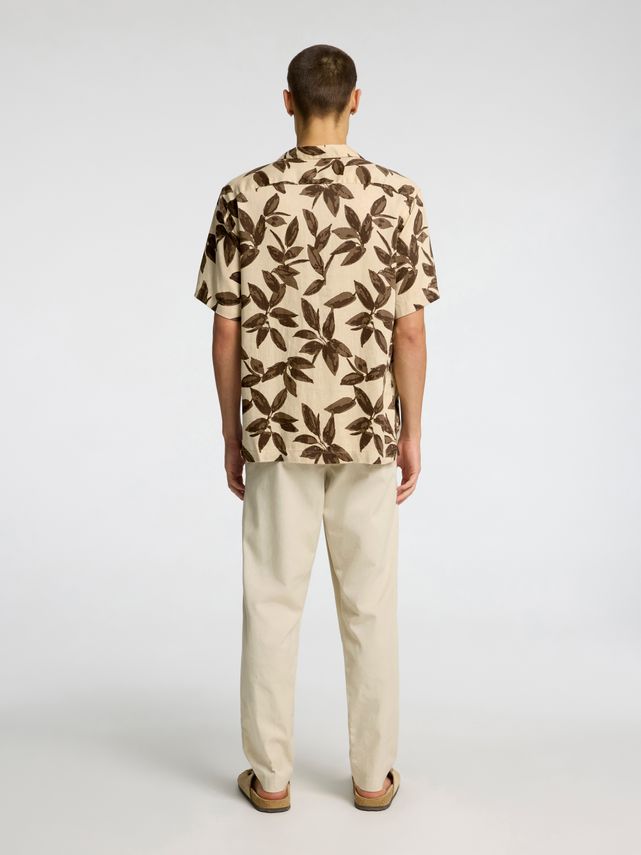 SLHREGNOA MIX SHIRT SS RESORT-OATMEAL/FLORAL