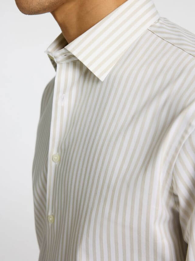Slim Performance Shirt Ls Sand Stripes