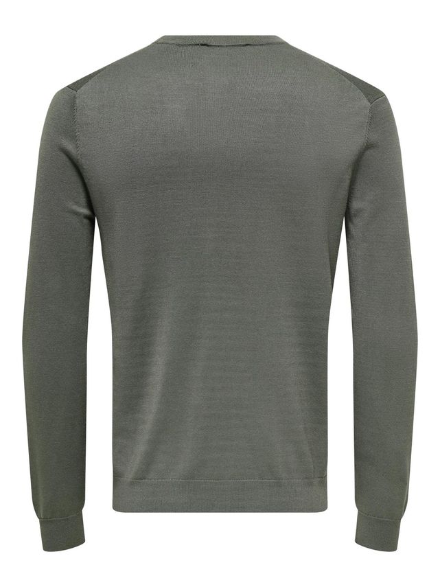 Only & Sons Wyler Reg 14 LS Crew Knit Noos Beluga