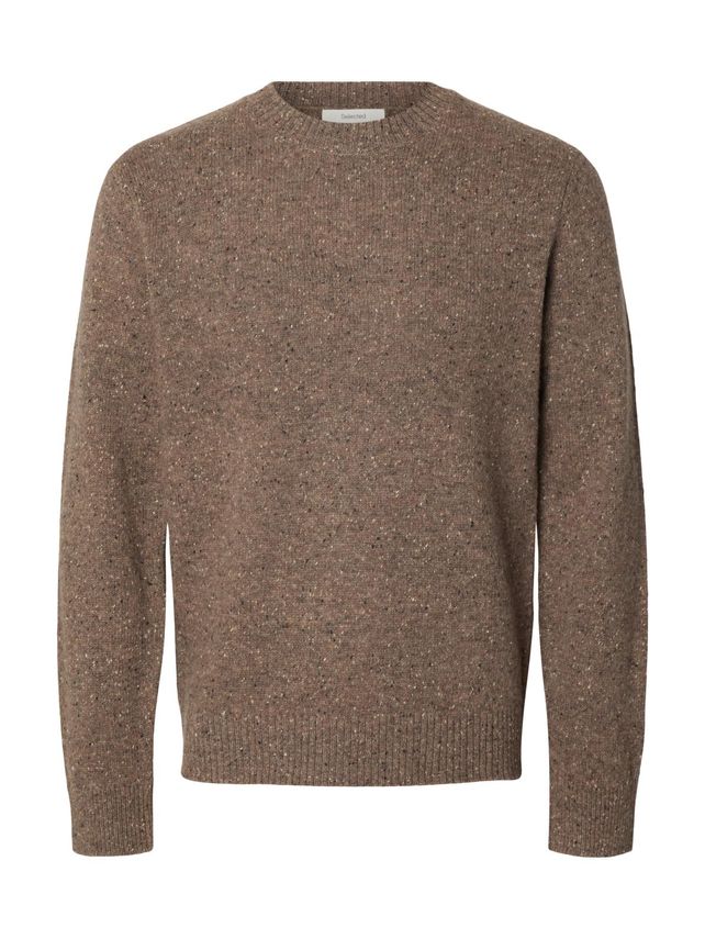 Selected SLMNEIL LS Knit Regular NEPS Crew Neck Brown