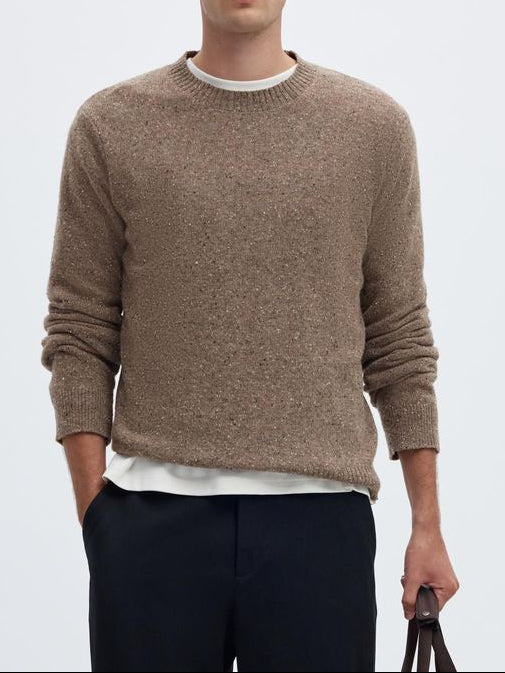 Selected SLMNEIL LS Knit Regular NEPS Crew Neck Brown