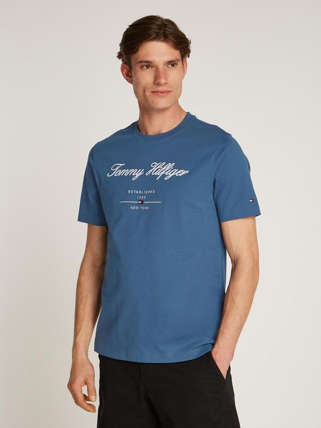 Tommy Hilfiger Script Logo T-shirt Aegean Sea