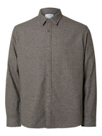 Slhreg-Owen Flannel Mix Shirt Ls Chocolate Torte