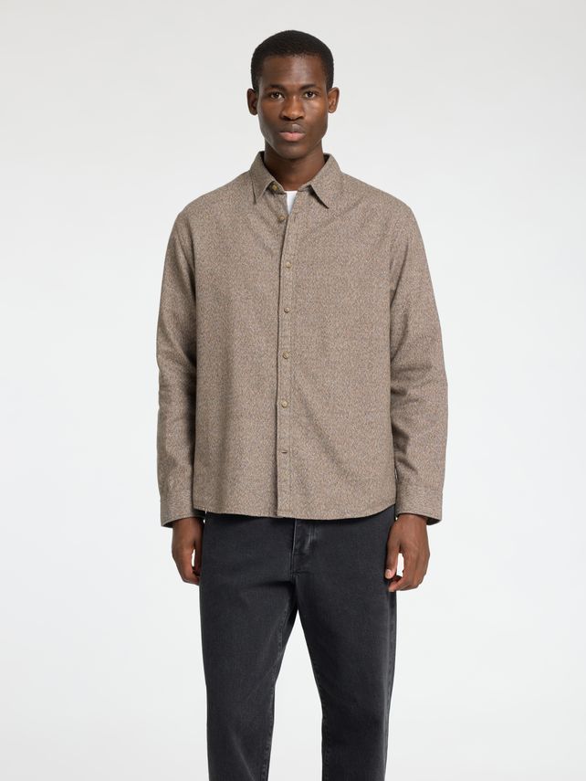 Slhreg-Owen Flannel Mix Shirt Ls Chocolate Torte