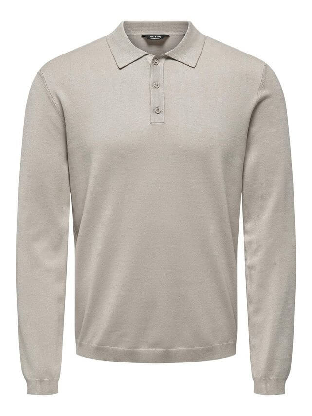 Wyler Life Reg Ls Polo Knit Silver Lining