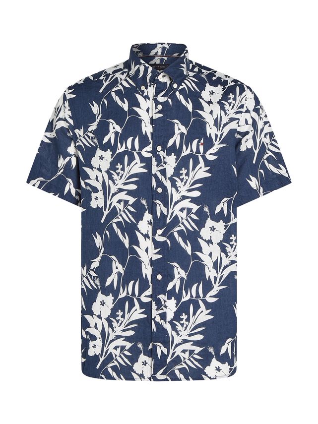 Linen Tropical Prt Ss Rf Shirt Night Sky