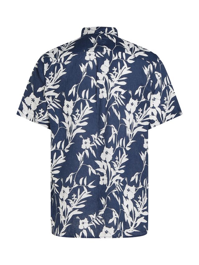 Linen Tropical Prt Ss Rf Shirt Night Sky