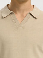 SLHTeller SS Knit Polo Noos Oatmeal