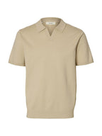 SLHTeller SS Knit Polo Noos Oatmeal