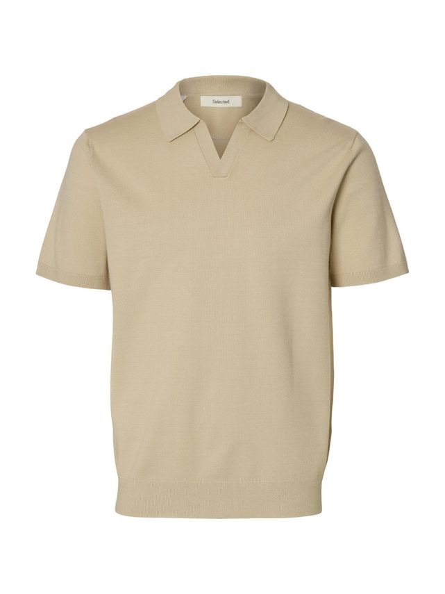 SLHTeller SS Knit Polo Noos Oatmeal