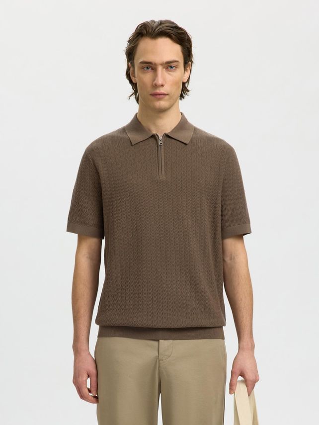 SLMCRAN SS Knit Structure Zip Polo