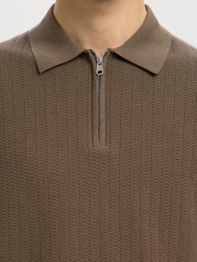 SLMCRAN SS Knit Structure Zip Polo