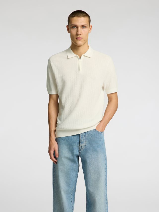 SLMCRAN SS Knit Structure Zip Polo