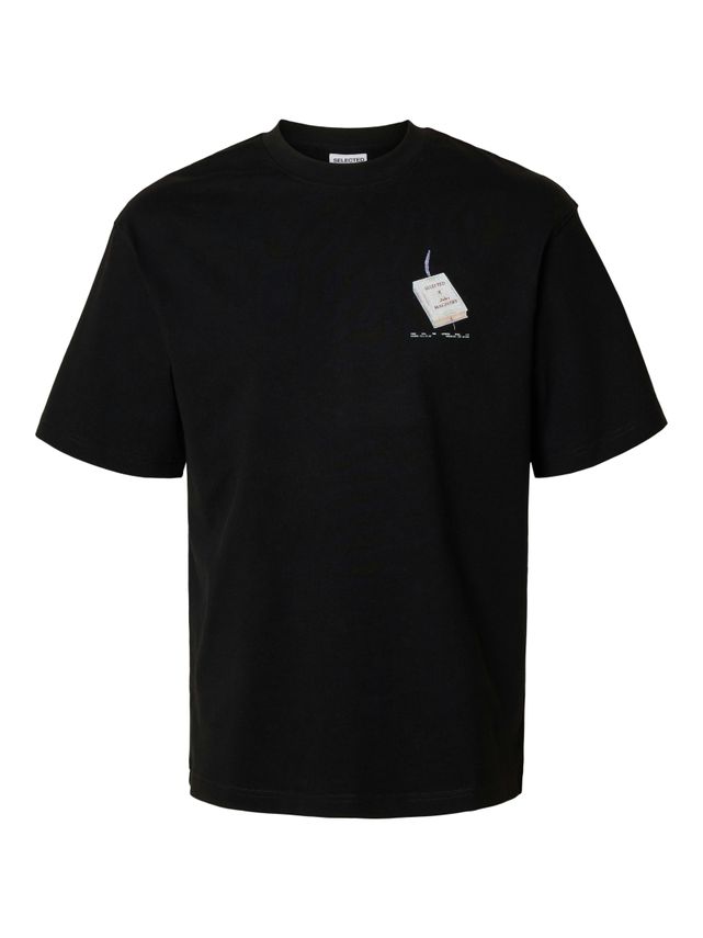 SLHRELAXKAI PRINT SS O-NECK TEE-BLACK/BOOK