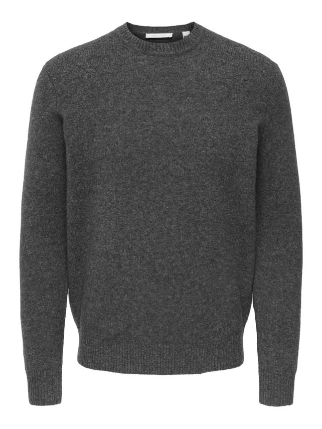 Onsray Reg Ls Crew Knit Frml Noos Dark Grey Melan