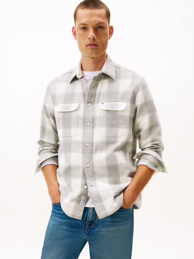 Flannel Check Shirt Jacket 0QY Light Grey