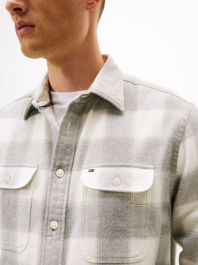 Flannel Check Shirt Jacket 0QY Light Grey