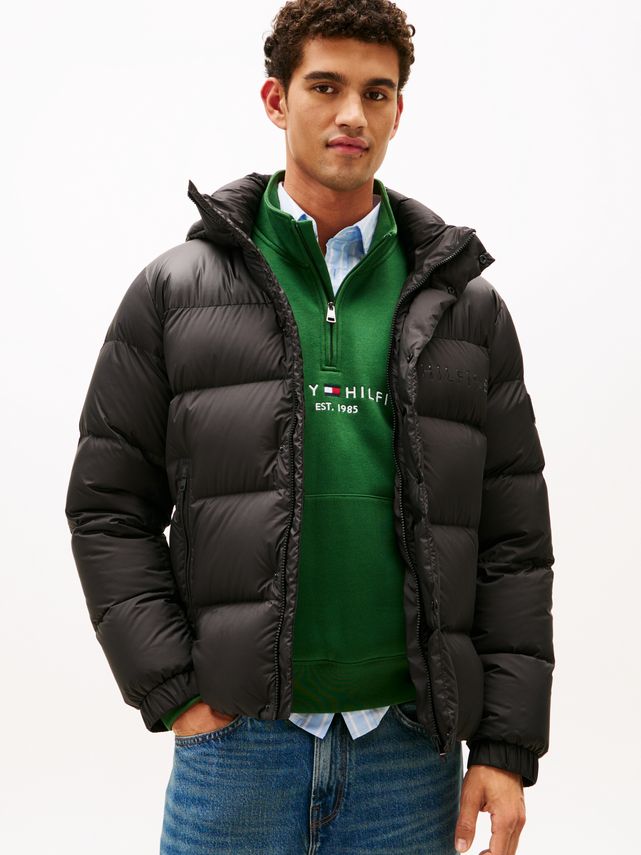 Tommy Hilfiger Mix Down Hooded Puffer Black