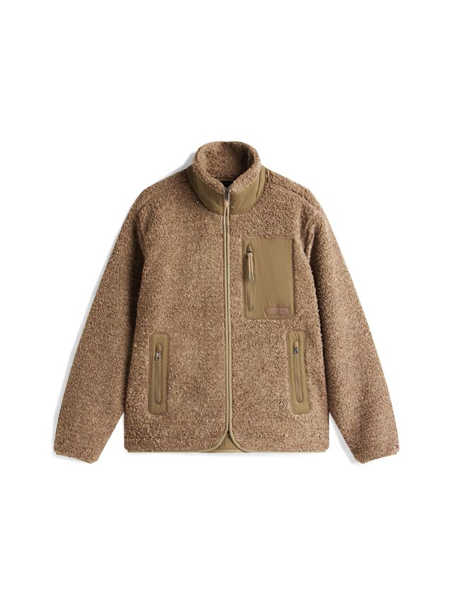 Teddy Fleece Zip Through Coastal Taupe
