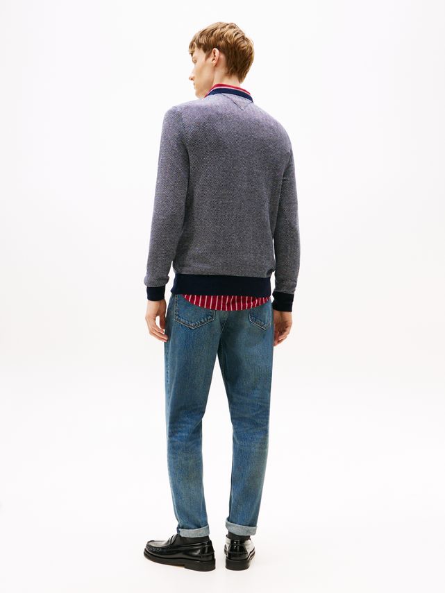 Pima Cotton Cash Herringbone Crew 0A4 Desert Sky