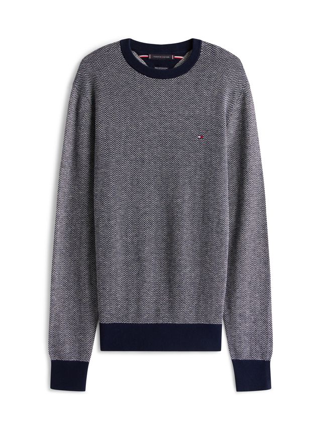 Pima Cotton Cash Herringbone Crew 0A4 Desert Sky