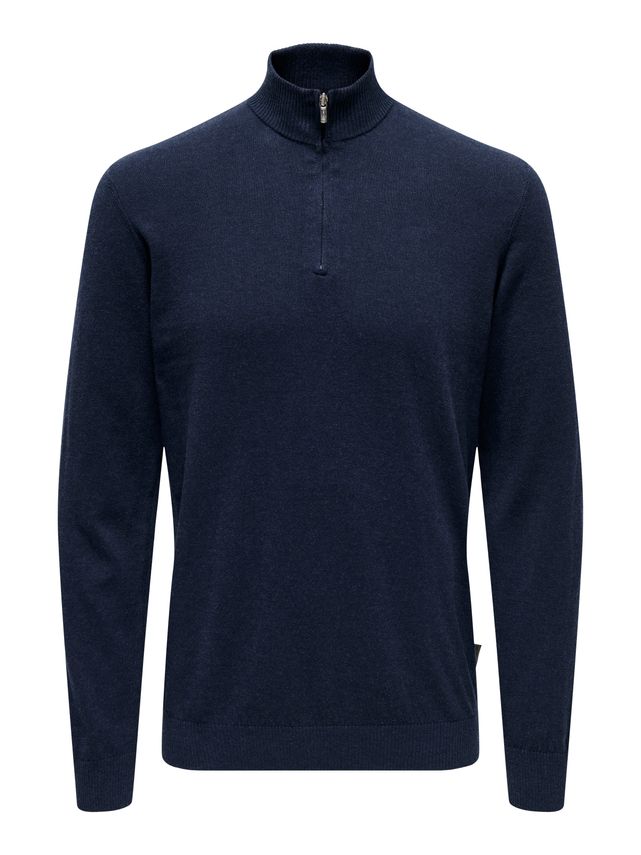 Onsloui Reg 12 Mel Half Zip Knit No Dress Blues/Mel