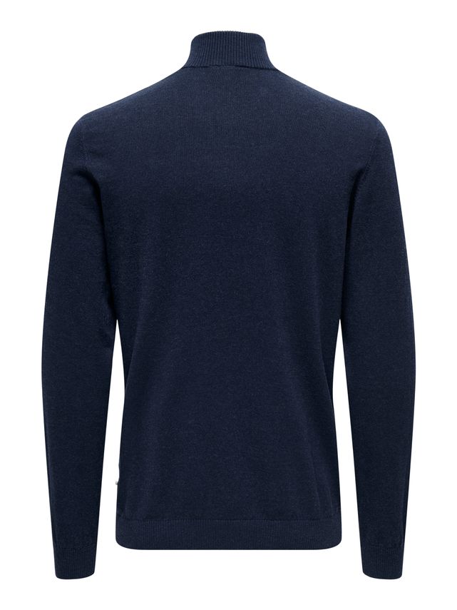 Onsloui Reg 12 Mel Half Zip Knit No Dress Blues/Mel
