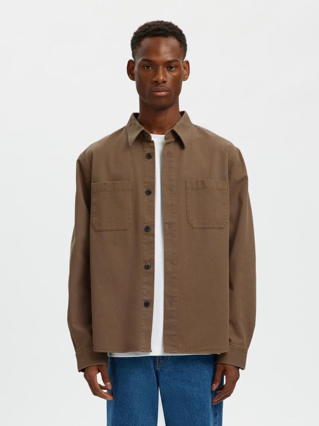 SlmTravis Twill Overshirt Ls Noos Chocolate Chip