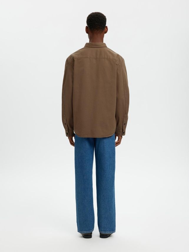 SlmTravis Twill Overshirt Ls Noos Chocolate Chip