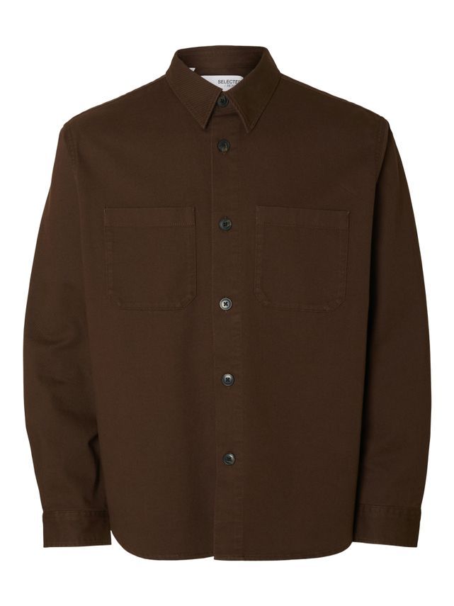 Slhtravis Twill Overshirt Ls Noos Demitasse