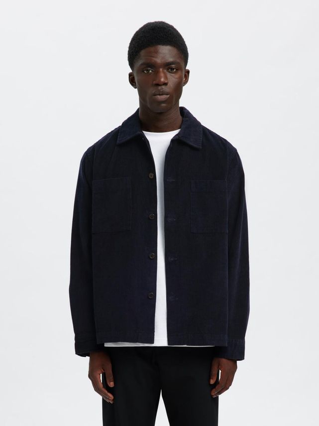 Slhregtate Cord Overshirt Sky Captain