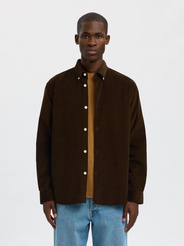 Slhregdanni Cord Bd Ls Shirt Noos Demitasse