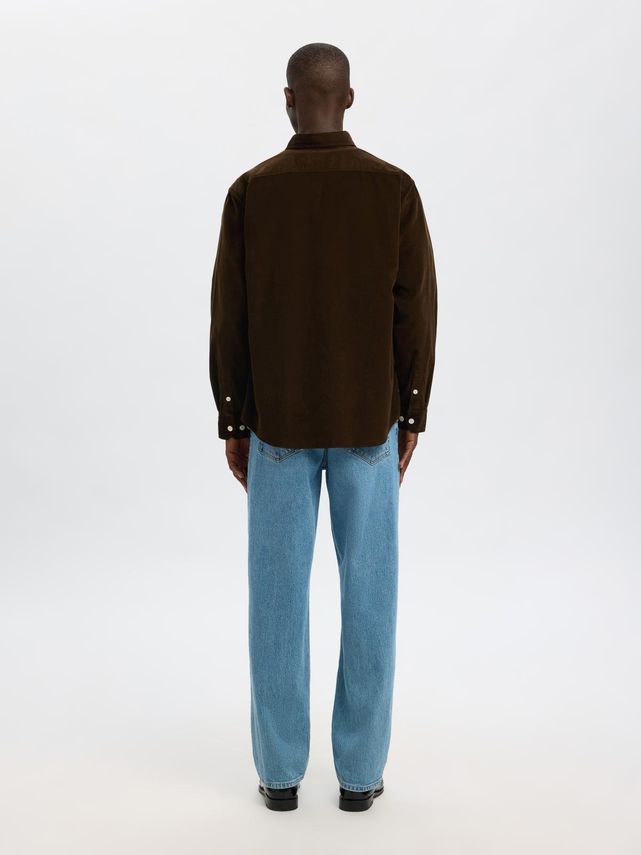 Slhregdanni Cord Bd Ls Shirt Noos Demitasse