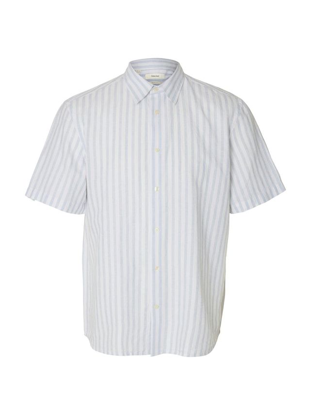SLMREGCLAUS CLAY LINENBLEND SS SHT -DUSTY BLUE/WIDE