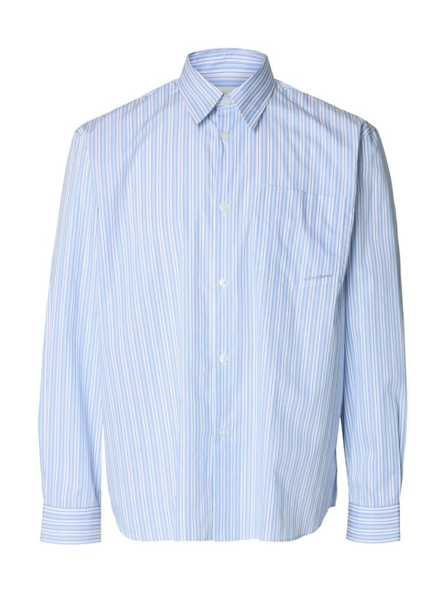 SLHRLXHOTEL AMOUR EMB LS SHIRT-LIGHT BLUE/MULT