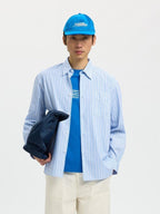 SLHRLXHOTEL AMOUR EMB LS SHIRT-LIGHT BLUE/MULT