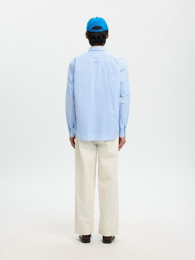 SLHRLXHOTEL AMOUR EMB LS SHIRT-LIGHT BLUE/MULT