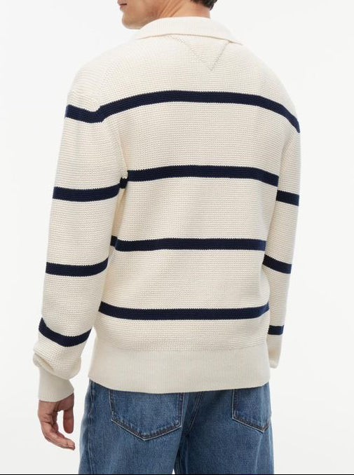 Tommy Hilfiger WAFFLE STRUCTURE RUGBY Strikpolo White/Navy