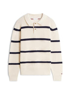 Tommy Hilfiger WAFFLE STRUCTURE RUGBY Strikpolo White/Navy