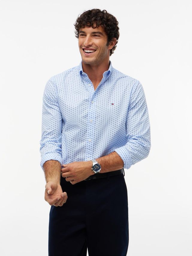 Tommy Hilfiger Flex Poplin Mini Print RF Shirt Skjorte Blue